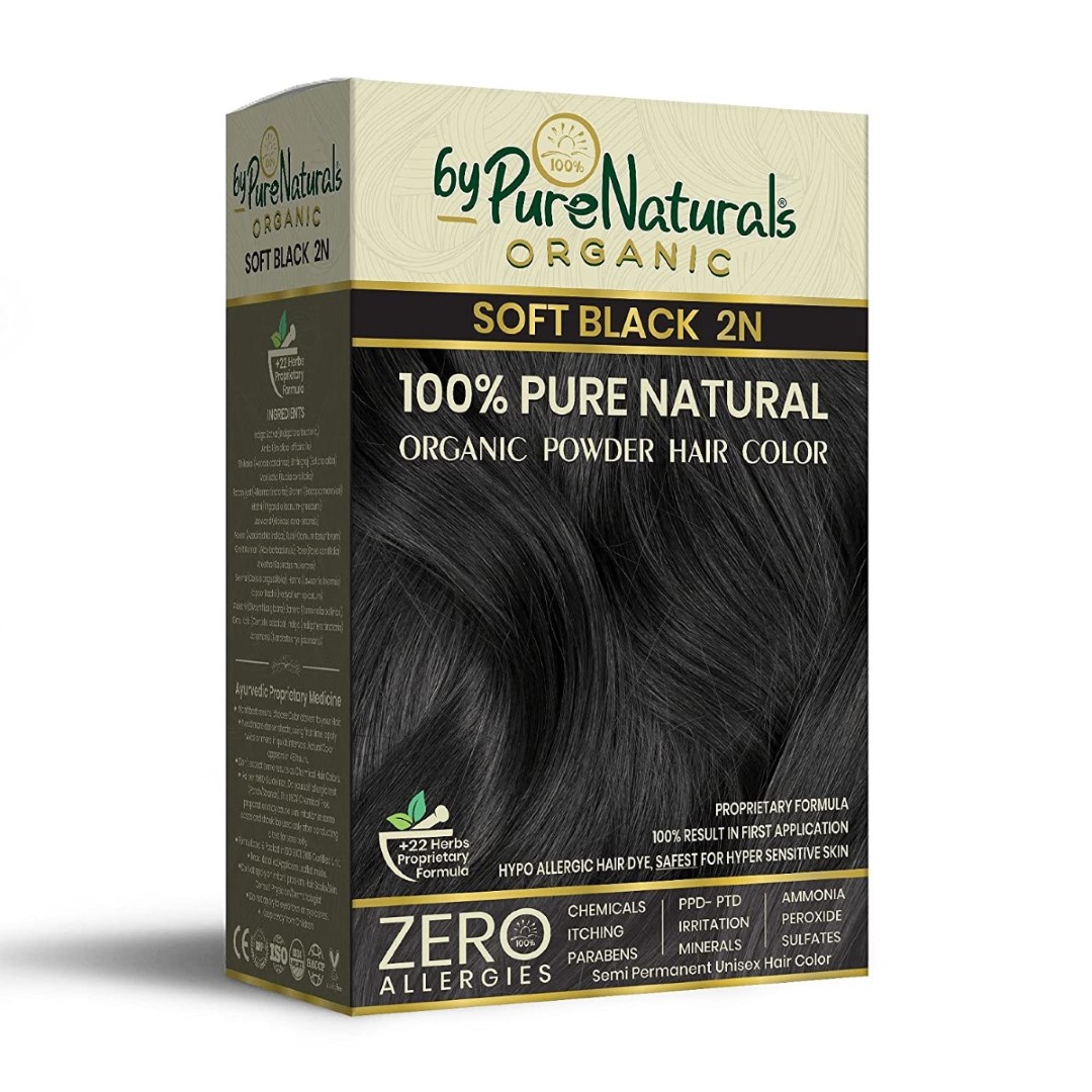 Organic Powder Soft Black Hair Color for Men & Women