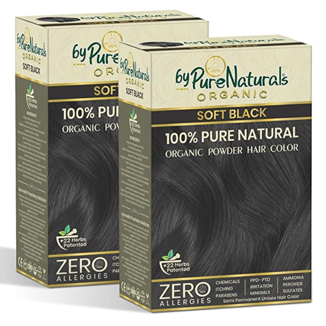 Organic Powder Soft Black Hair Color for Men & Womenpack of 2