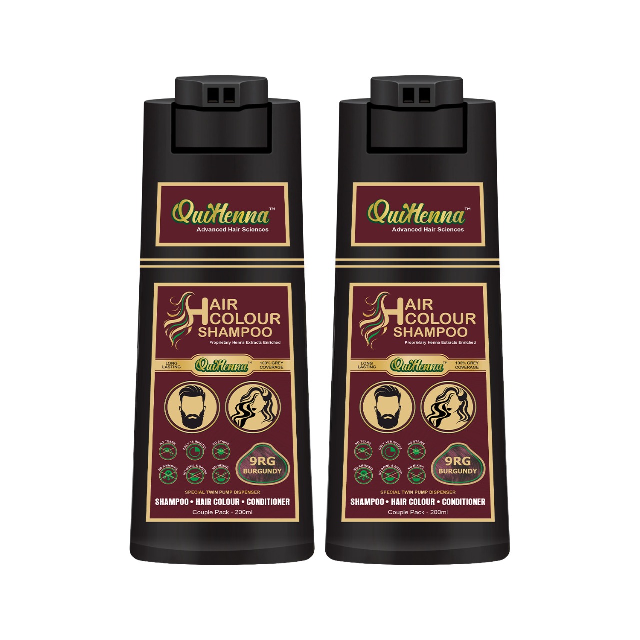 Hair Colour Shampoo- 9RG Burgundy 400ml (Pack of 2)