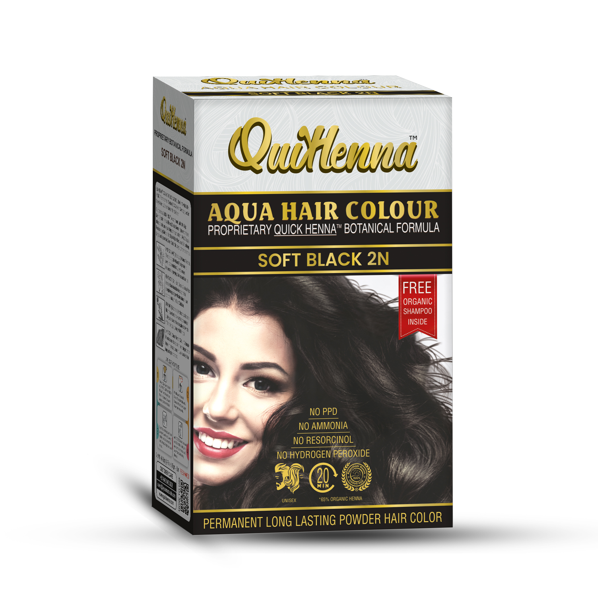 Organic Aqua Powder Hair colour- 2N Soft Black